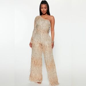 One-Shoulder Sequin Jumpsuit